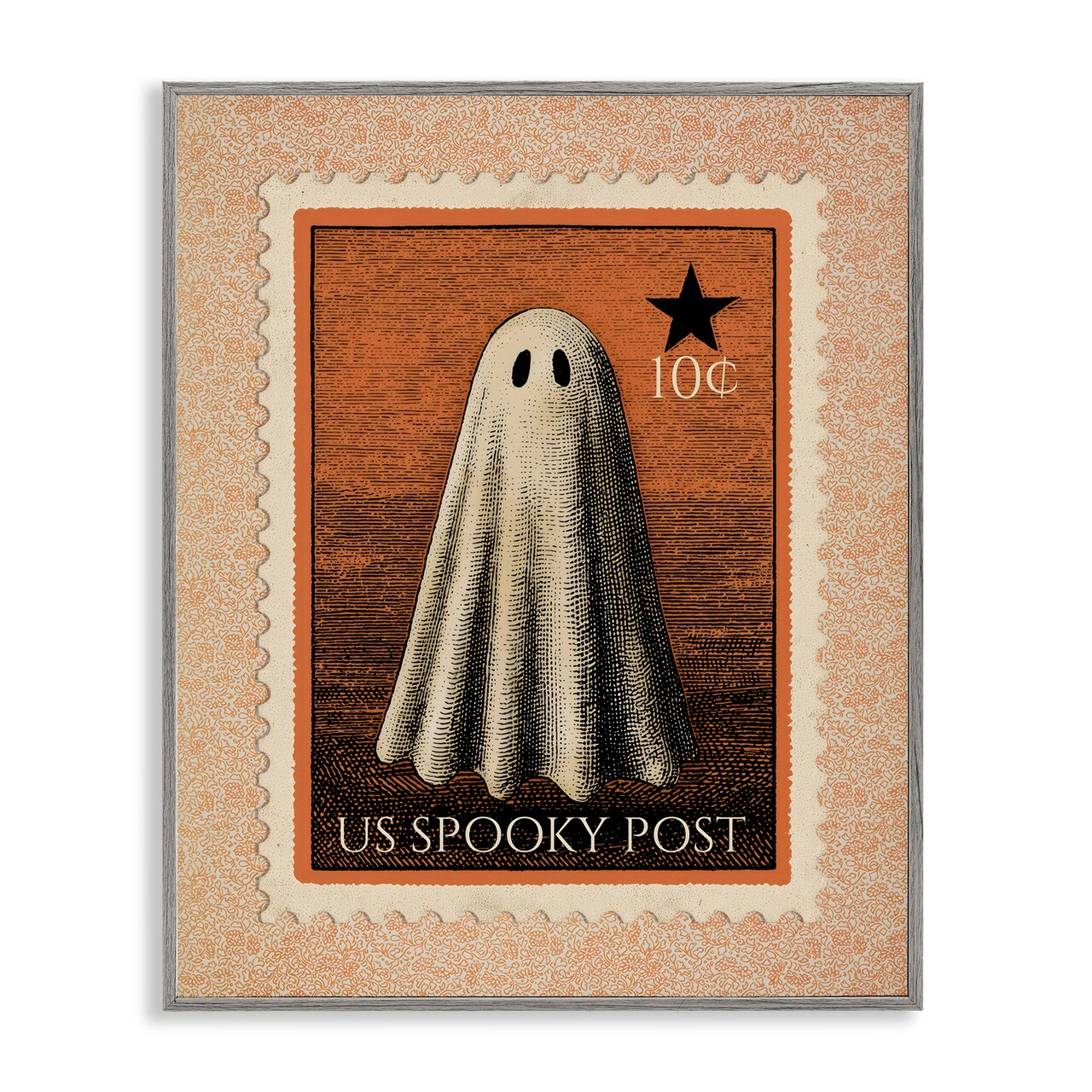 Stupell Industries Vintage Ghost Stamp Framed Giclee, design by Arlington Prints